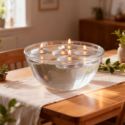 3 inch Silver Floating Candles 8-9 Hours Floating Candle for Centerpieces 36 Packs Unscented Floating Candles 3” Water Candles for Cylinder Vases, Pool, Wedding