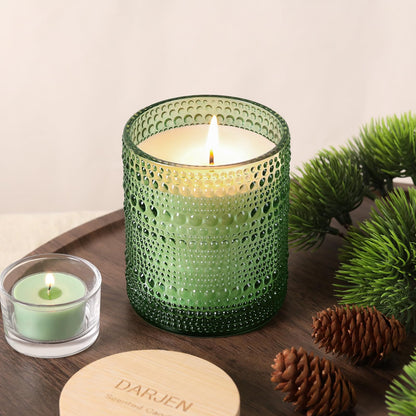 DARJEN Pine& Fir Candles for Home- 10oz 68H Natural Soy Wax Aromatherapy Jar Candle with Strong Scent, Decorative Aesthetic Candles for Odor Elimination, Living Room, Kitchen, Luxury Gift