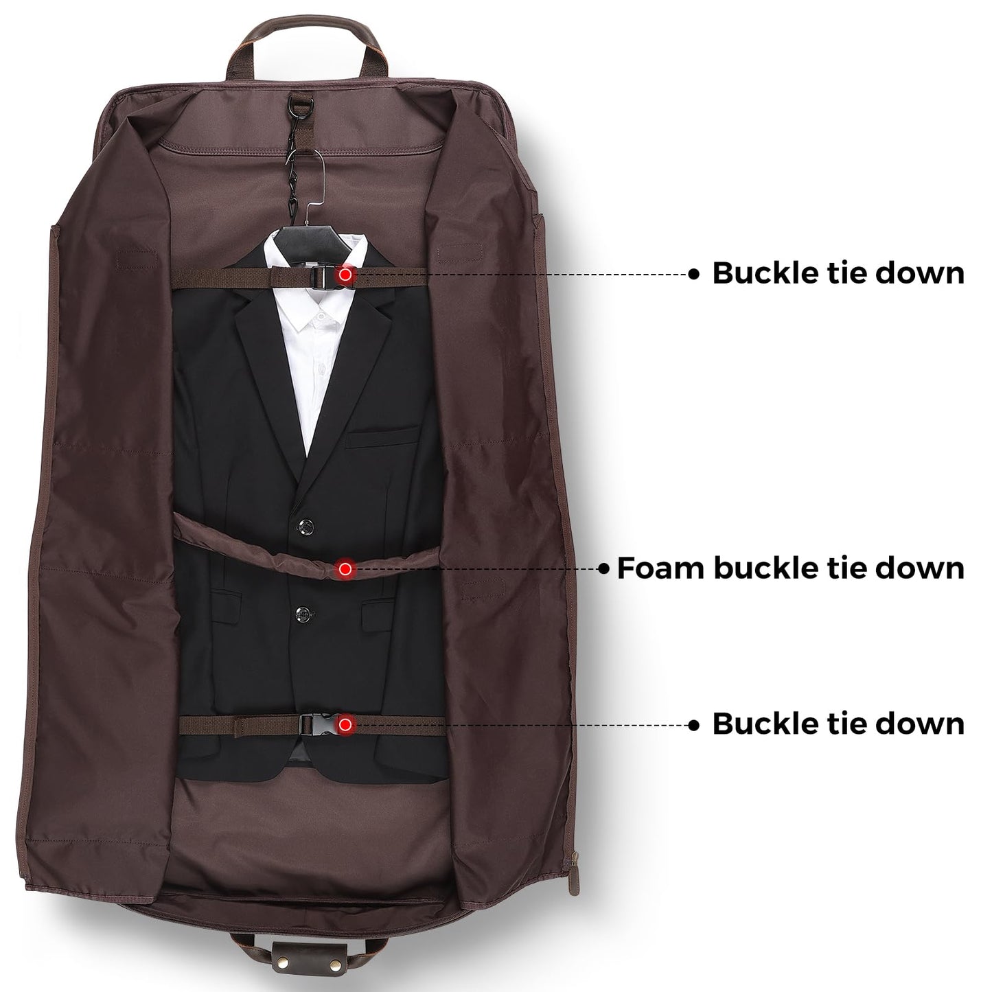 Polare Waxed Canvas Full Grain Leather Trim Garment Carry on Bag for Business Travel, Waterproof Hanging Suit Luggage Bag Wrinkle-Free Suit Cover with YKK Zipper and Shoulder Strap