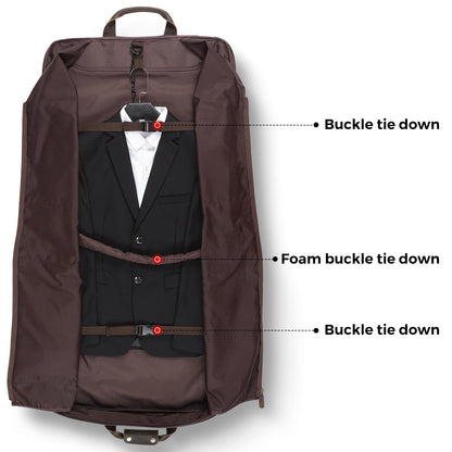 Polare Waxed Canvas Full Grain Leather Trim Garment Carry on Bag for Business Travel, Waterproof Hanging Suit Luggage Bag Wrinkle-Free Suit Cover with YKK Zipper and Shoulder Strap