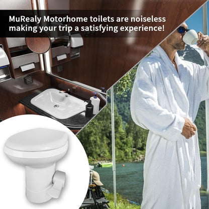 MuRealy RV Toilet - Upgraded Gravity-Flush Pedal Flush(2026 New), 4.5 Gallons RV Camper Toilet High Profile with Damping Slow Down Toilet Seat and Cover for RVs, Trailers