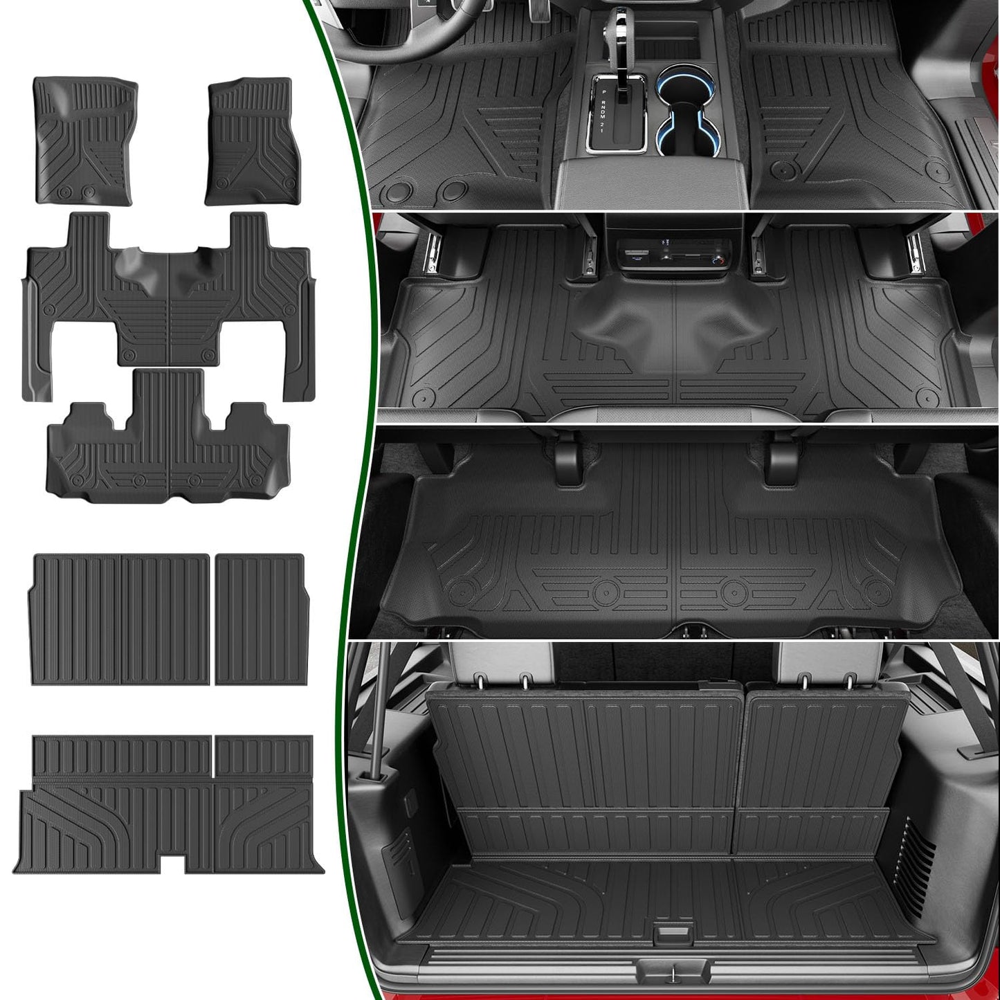 xipoqix 7-Seat Floor Mat Compatible with 2003-2017 Ford Expedition Floor Liner Lincoln Navigator Electric Replacement for 2003-2017 Ford Expedition Accessories (Trunk Mat+3rd Backrest Mats+Floor Mats)