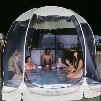 Alvantor® Screen House Room Camping Tent Outdoor Canopy Pop Up Sun Shade Hexagon Shelter Mesh Walls Not Waterproof 10'x10' Beige Patent Pending