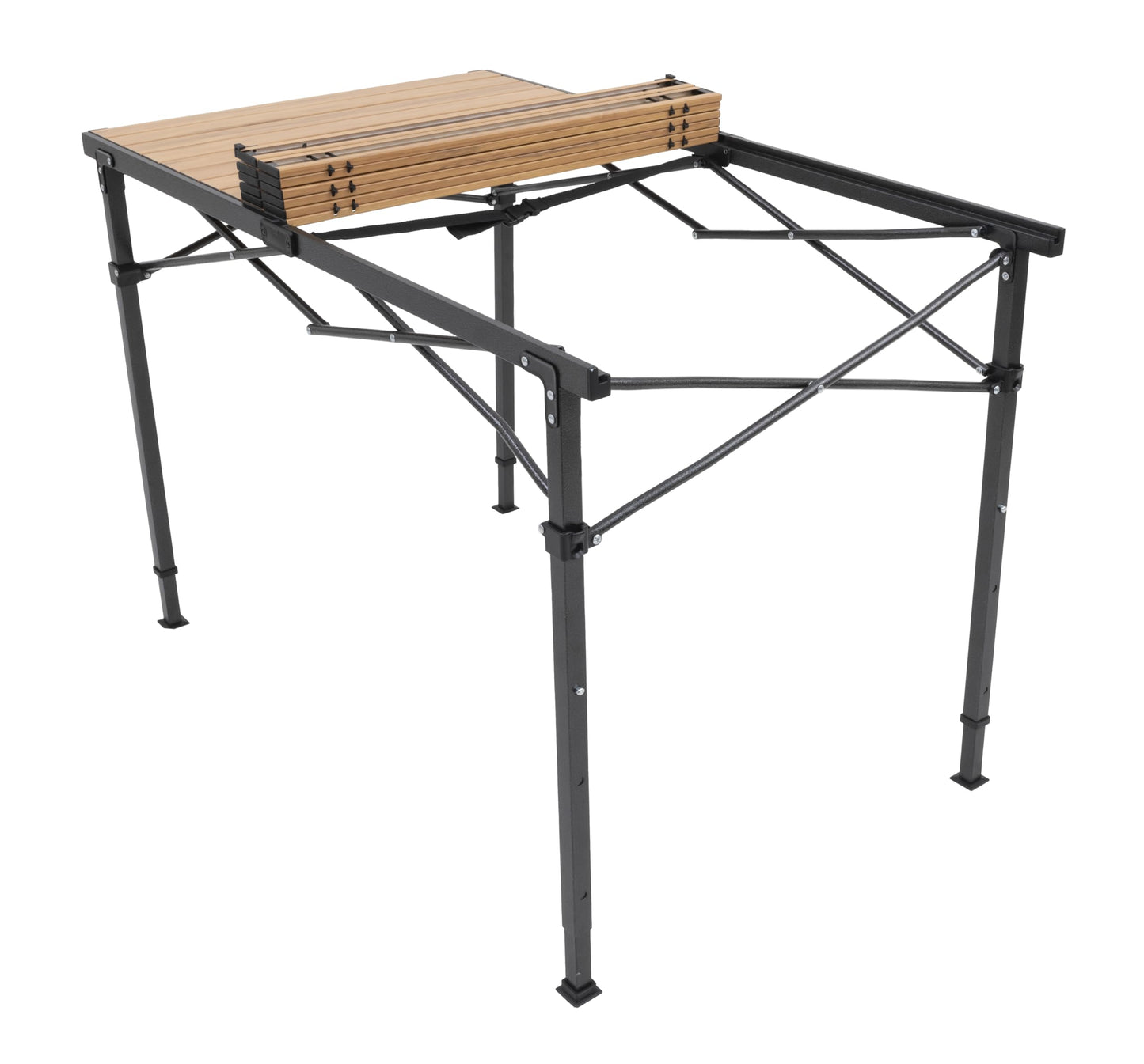 ALPS Mountaineering Overlanding Table, Aluminum Roll-Top with Wood-Look, Adjustable Height