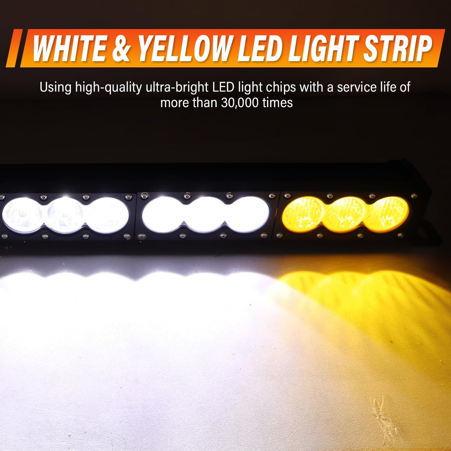 SKYWORLD 44inch Amber&White Fog Light 240W Led Bar 4x4 with 12v Wiring Harness Kit, Led Light Bar for Offroad Vehicles Car Trucks ATV UTV SUV