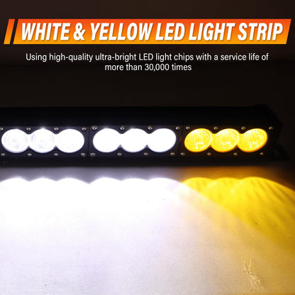 SKYWORLD 44inch Amber&White Fog Light 240W Led Bar 4x4 with 12v Wiring Harness Kit, Led Light Bar for Offroad Vehicles Car Trucks ATV UTV SUV