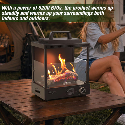 Portable Gas Fire Pit, Alogfire 8200 BTU Propane Gas Heater and Outdoor Real Flame Tabletop Fire Bowl, Protable Stove with Safety Protection for Beach Gatherings, Backyard Stargazing Nights