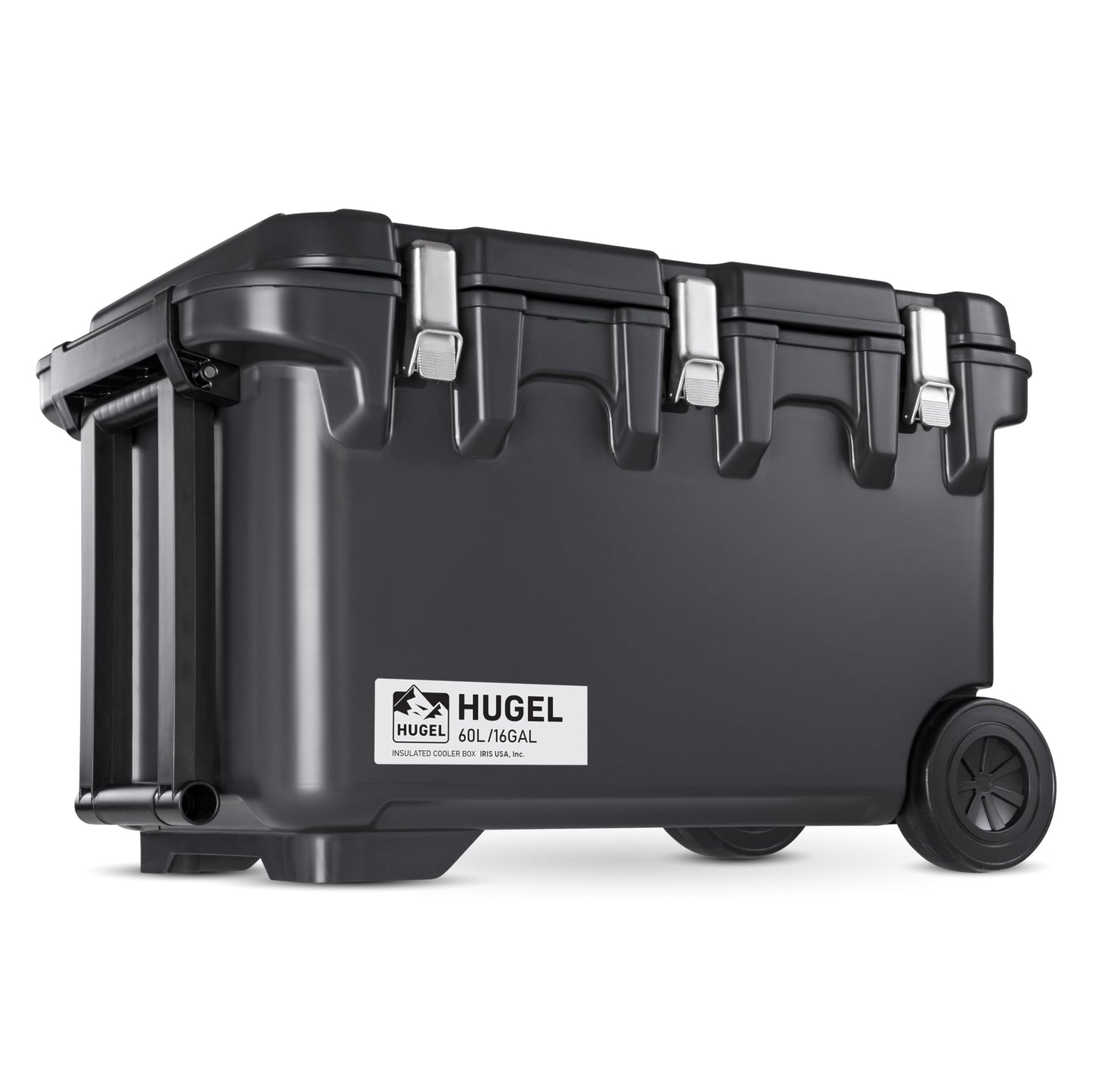 IRIS USA Hugel 64 QT Wheeled Cooler, Heavy-Duty Ice Chest with Metal Buckles, Leak-Resistant, Durable Hard Cooler for Camping, Fishing, Beach, Road Trips, Gray