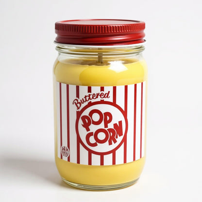 Buttered Popcorn Candle ~ All Natural Premium Soy Candles ~ Movie Night 12oz Jars (Buttered Popcorn)