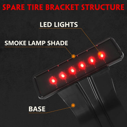 DKMGHT Spare Tire Holder Mounting Bracket Tire Carrier for Jeep Wrangler JK 07-18 with 3rd Third Brake Light Accessories 55397217AJ 68048581AA Aluminum Alloy Bracket (Smoke Lens)