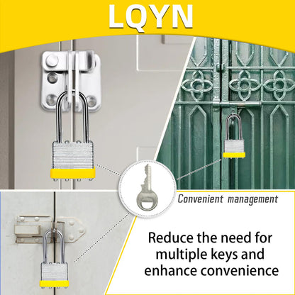 Padlocks with Same Key, LQYN 48 Pcs Laminated Keyed Padlock (1-9/16", 40mm), Keyed Alike Locks, Long Shackle, for Storage Locker, Hasp Latch, Toolbox, Sheds