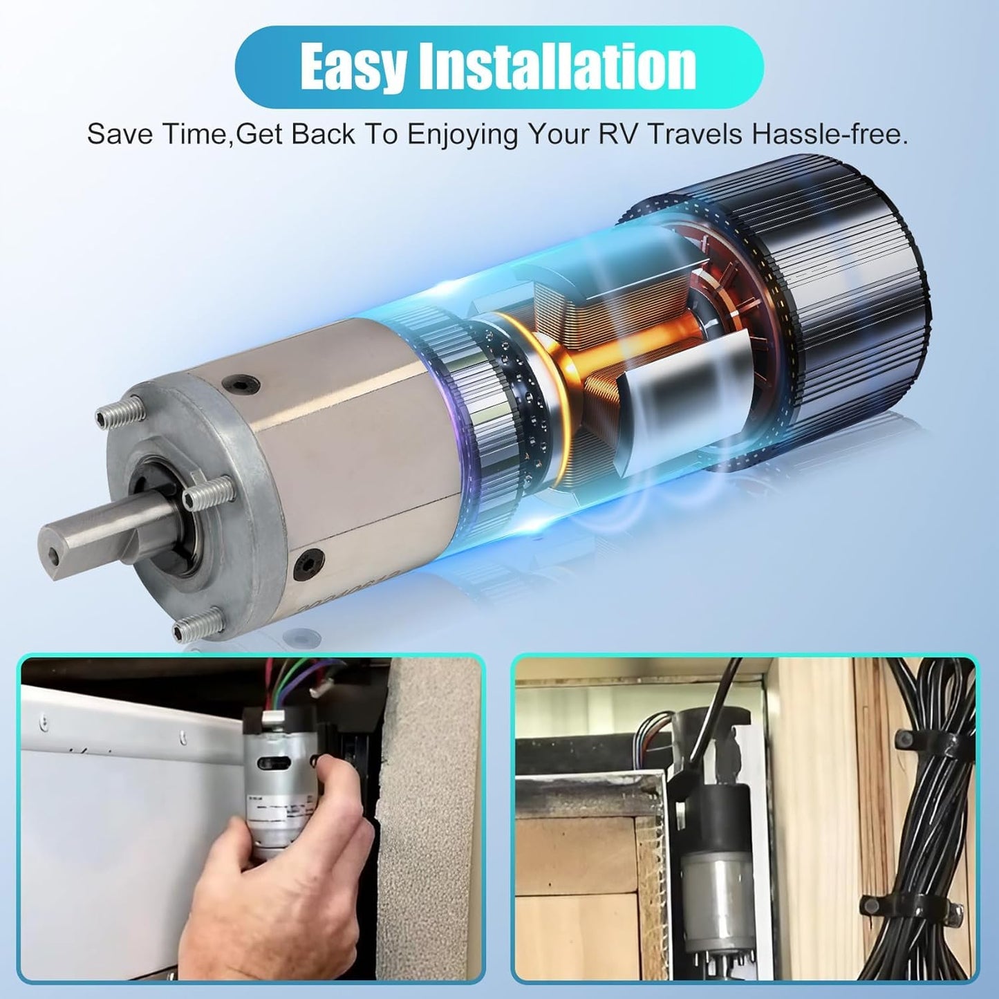 kalageen 2pcs 236575 RV in-Wall Slide-Out Motor, IG-42 (10mm) Motor Assembly, 300:1 High Torque Gear Ratio Compatible with lippert Schwintek in-Wall Slide System (Three Year Warranty)