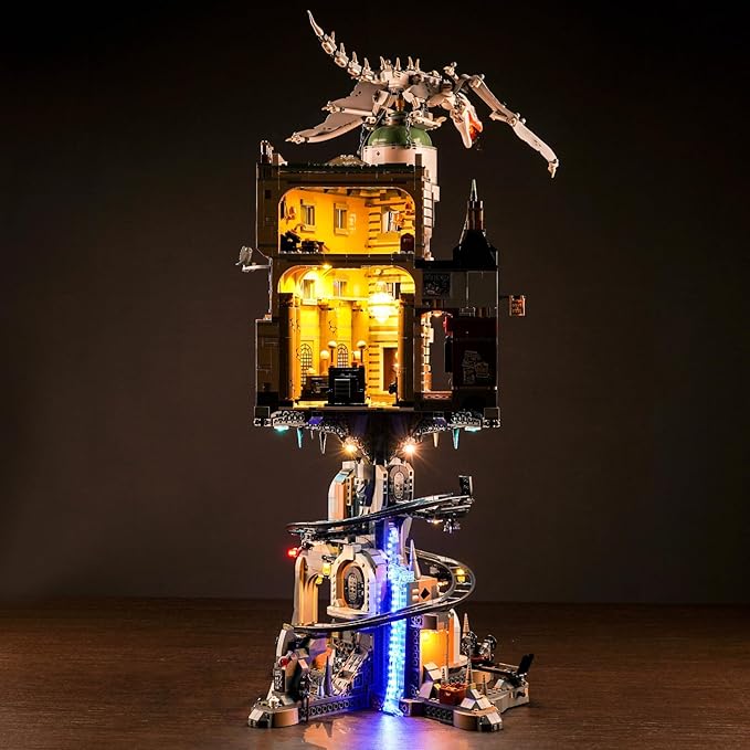 Upgraded Led Light Kit for Lego Gringotts Wizard Bank Horcrux War Building Set Remote Version Compatible with Lego 76417 Best Gifts for Adults (Model Not Included)