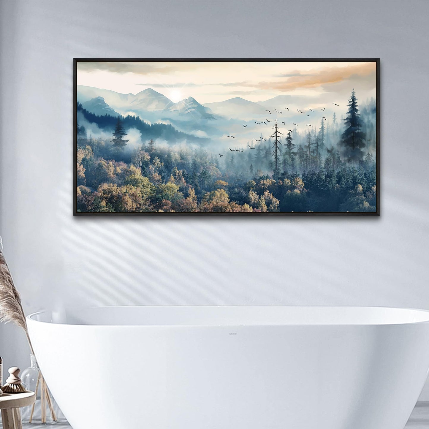 Wapluam Canvas Wall Art, Framed Landscape Forest Trees for Living Room, Bedroom, Office - Ready to Hang