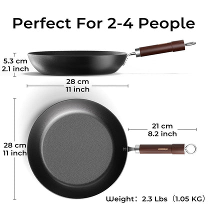 Armorbear Carbon Steel Pan Cookware Set (Carbon Steel Skillet & Wok), Nitrided Pre‑Seasoned, Flat‑Bottom Frying Pans for All Stovetops