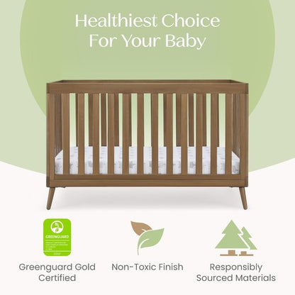Delta Children Essex 4-in-1 Convertible Crib - Greenguard Gold Certified | Chestnut Finish