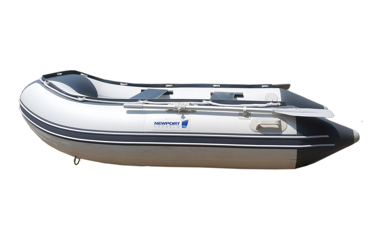 Newport 8ft 10in Dana Inflatable Sport Tender Dinghy Boat - 3 Person - 10 Horsepower - USCG Rated, White/Gray