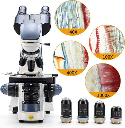 SWIFT SW380B Binocular Compound Microscope,40X-2500X with 2.0MP Camera,100pcs Microscope Slides,Microscope Kit for Students School Lab