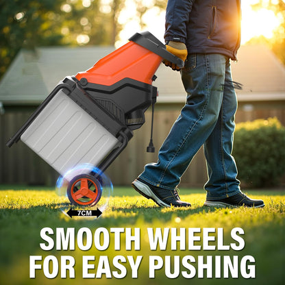 MAXLANDER 15-Amp Electric Wood Chipper Shredder with 50L Collection Bin, 1.8-Inch Cutting Diameter for Yard Waste & Branches, Efficient Mulcher for Composting, 15:1 Reduction Ratio