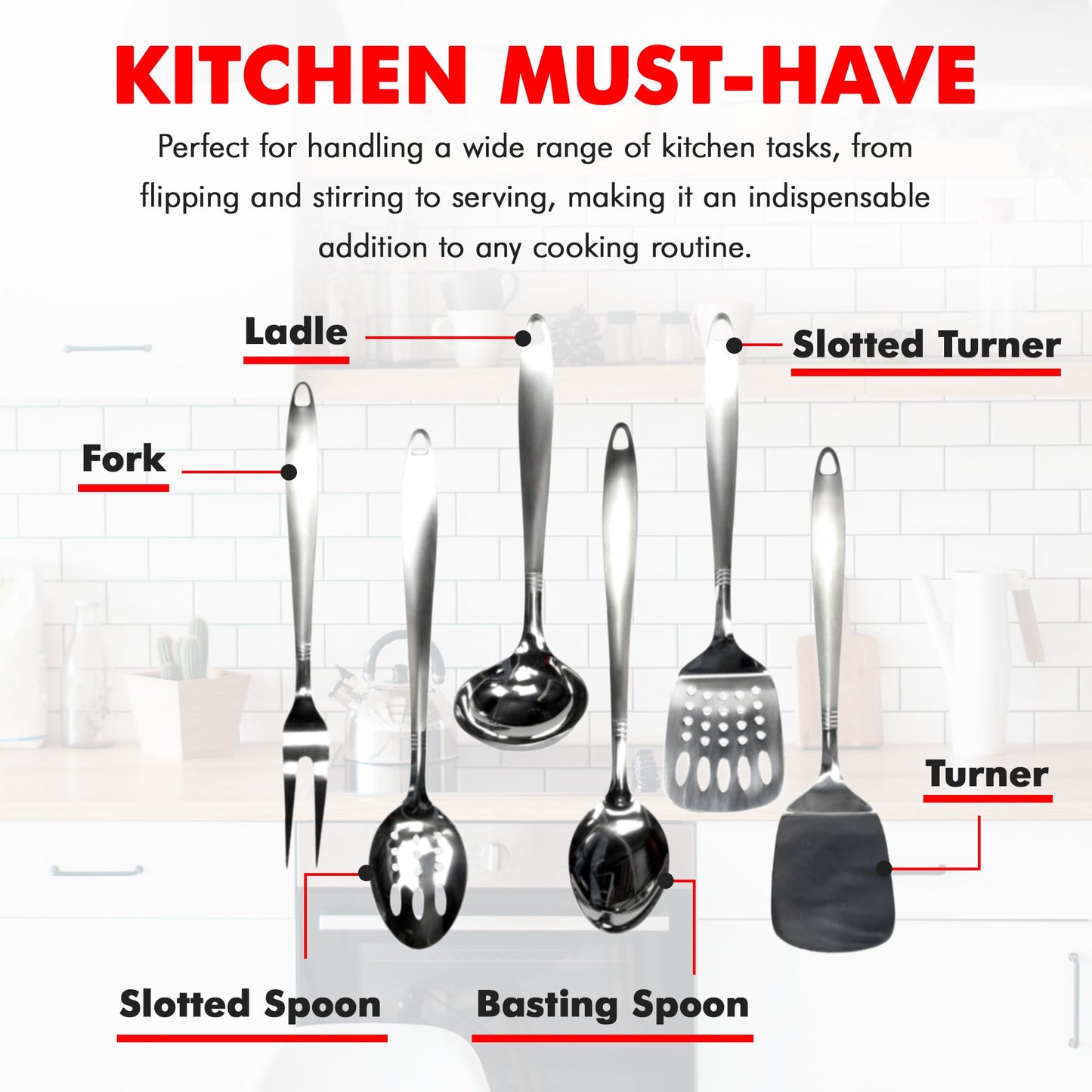 Chef Craft 10230 1-Piece Stainless Steel Solid Spoon,13-Inch