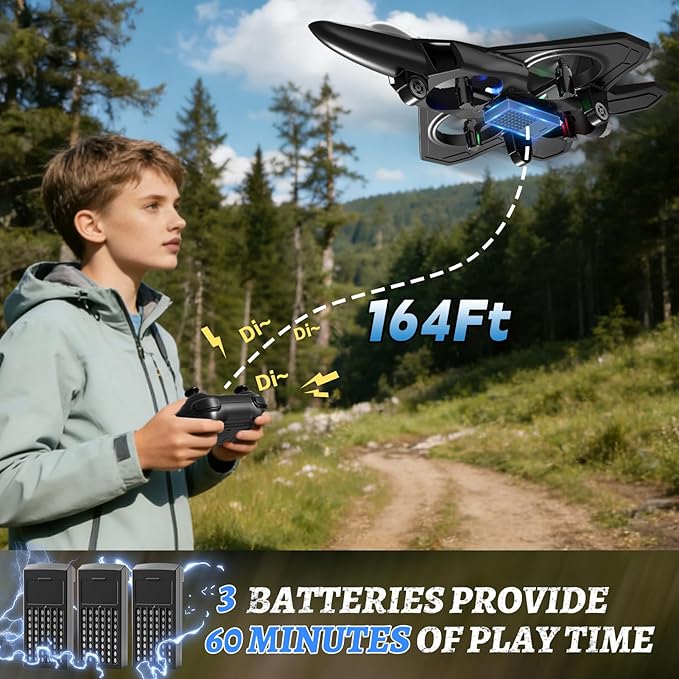 Foam Remote Control Airplanes with 3 Batteries RC Planes for Kids Adults 8-16 RC Airplane Fighter Jet with Light 360° Flip Fighter Jet Toys Stunt Roll Airplane Toy Gifts for Kids Boys