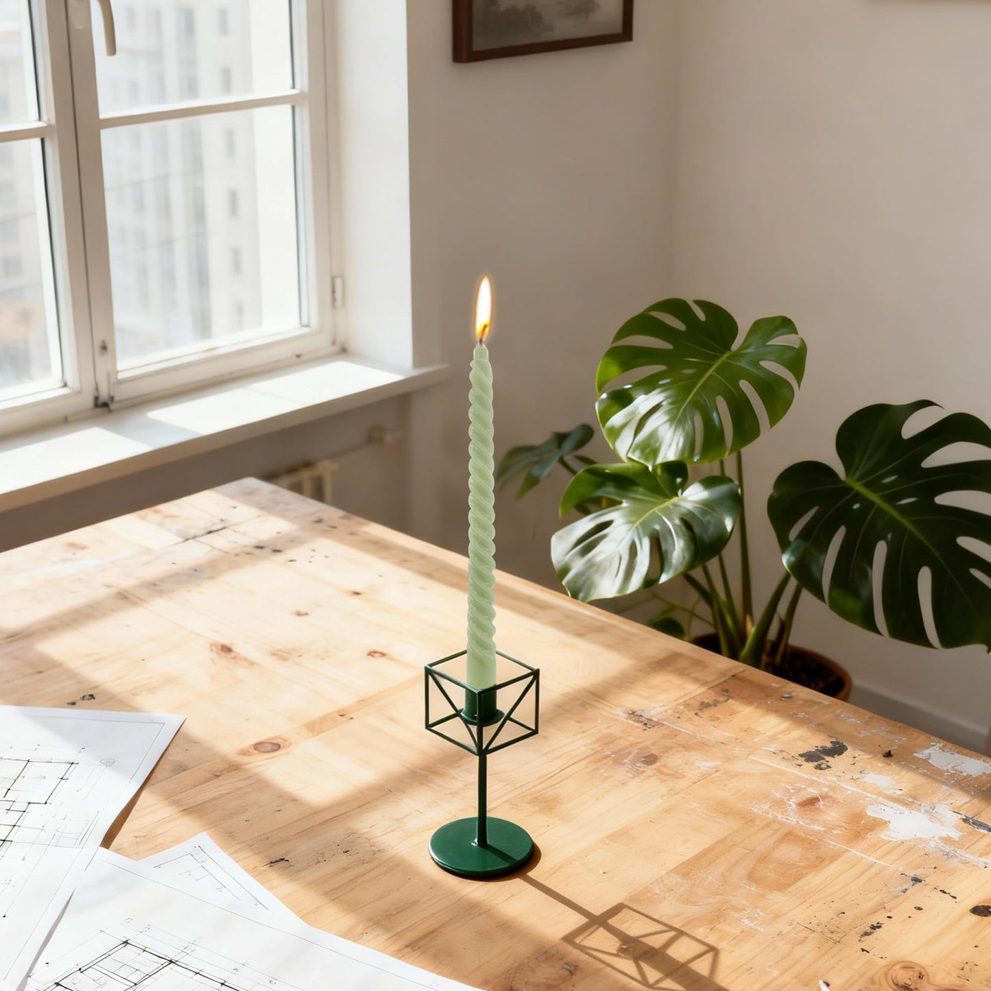8 Pack 10 Inch Sage Green Spiral Taper Candles Long Burning Dripless Candles for Spring Decor Party Dinner Home Decor Wedding