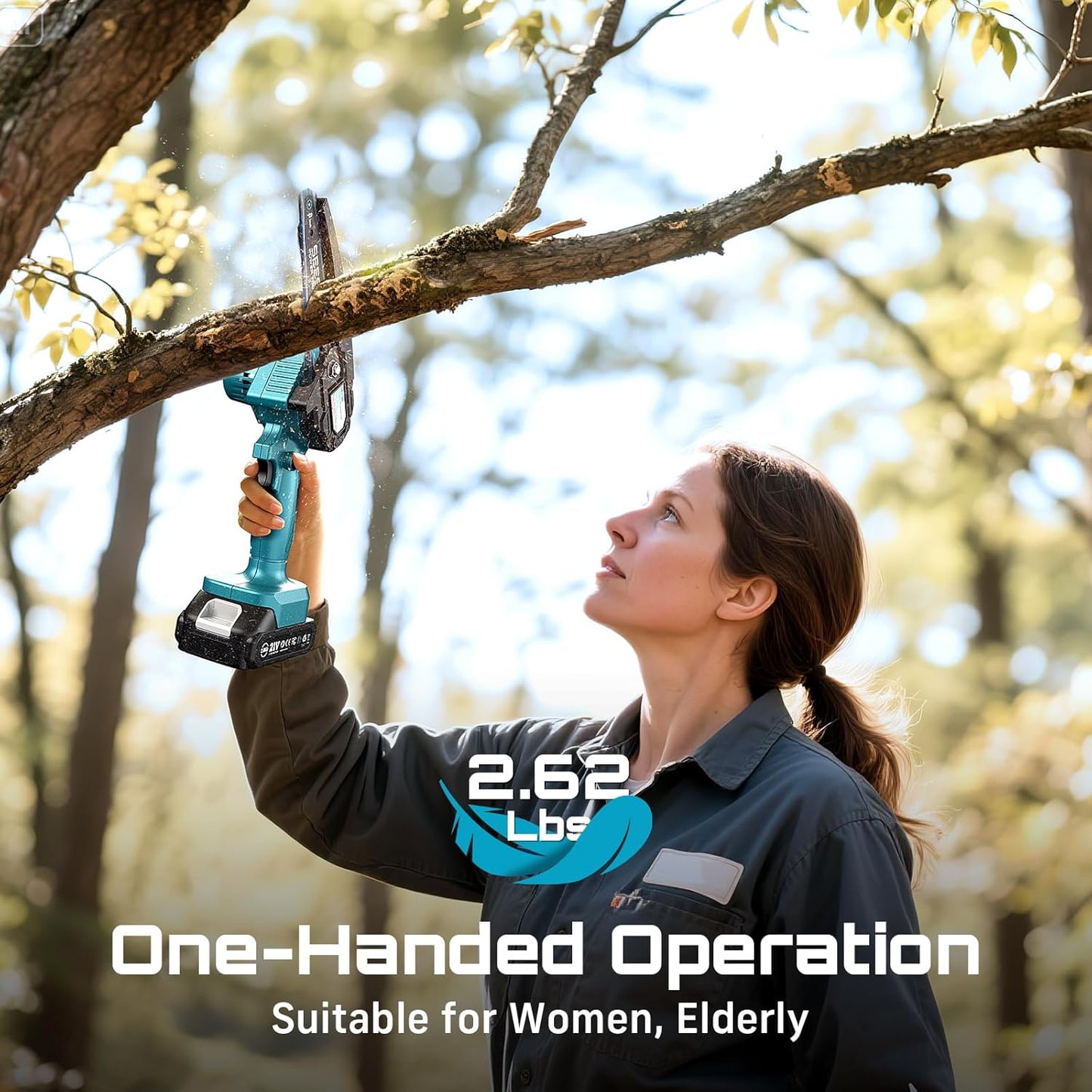 Seesii Mini Chainsaw - 6-Inch Cordless Electric Power Chain Saw with 2 Batteries | Ideal for Tree Trimming & Wood Cutting