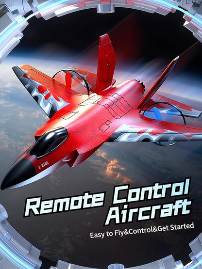 F35 RC Airplane Easy to Fly Foam RC Plane Remote Control Plane 2 Channel with Smart Gyro/Lights/Battery Rc Glider Jet Toy Gift for Kids Boys Adults 8-16 Year Old (Red)