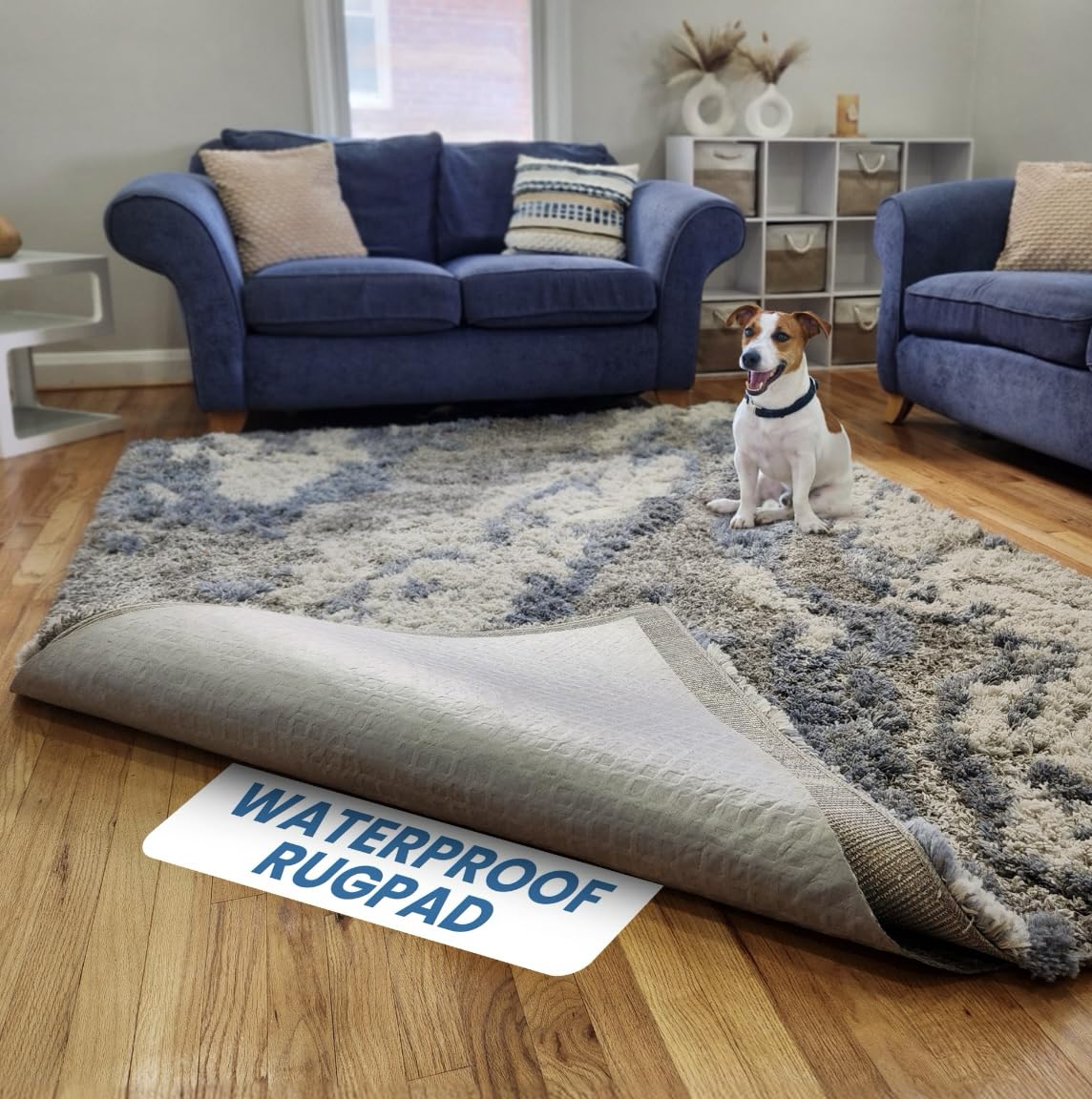 Waterproof Rug Pad, 9x12 ft (1/8" Thin) - Protect Floors, Non-Slip, Pad for Area Rugs - Anti-Slip, Washable, Pet-Friendly Cushioned Underlay for Hardwood, Concrete, Tile