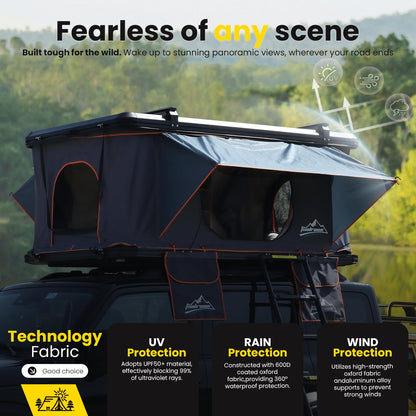 JIADROOE Hard Shell Roof Top Tent with Adjustable Crossbars, 4-Season Waterproof Pop-up Tent with Detachable Thermal Insulation Liner, Anti-Condensation Mat & USB Power Hub for Trucks, SUVs, Vans