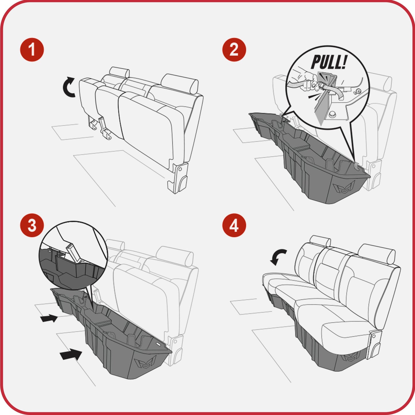 MaxMate Underseat Storage Box Compatible with 2014-2018 Chevy Silverado GMC Sierra 1500; 2015-2019 2500 3500HD Crew Cab, Rear Under Seat Extra Cargo Store Organizer | CB5C2238MX