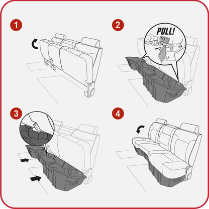 MaxMate Underseat Storage Box Compatible with 2014-2018 Chevy Silverado GMC Sierra 1500; 2015-2019 2500 3500HD Crew Cab, Rear Under Seat Extra Cargo Store Organizer | CB5C2238MX