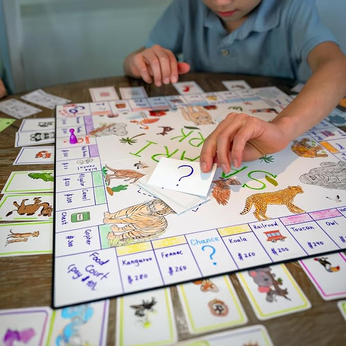 Create Your Own Opoly Board Game – Blank Game Board with Board Game Accessories Blank Cards Property Cards – Ideal for DIY Family Games Creative Projects