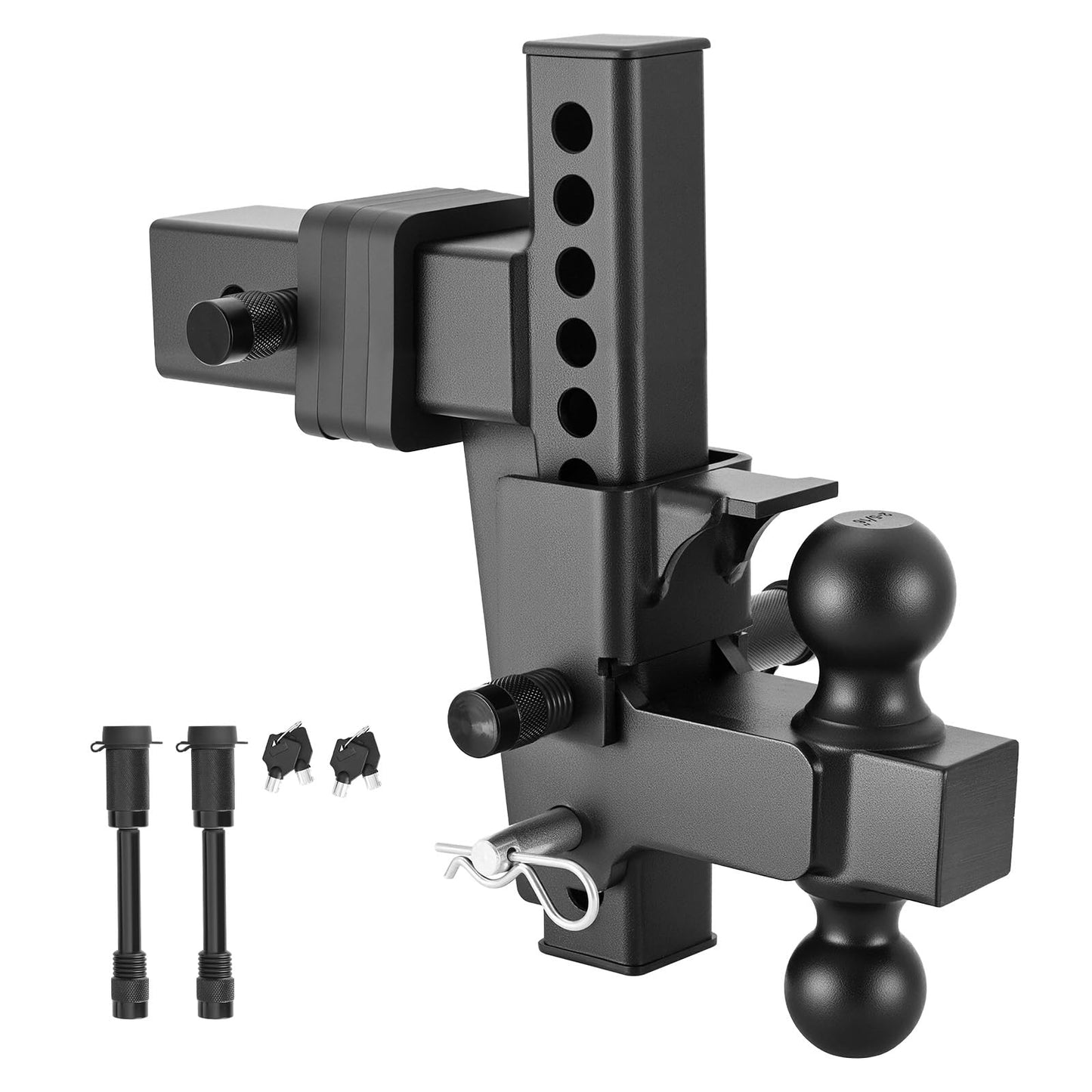 VEVOR Adjustable Trailer Hitch, Fit 2.5 Inch Receiver, Trailer Hitch Mount with 2 Inch & 2-5/16 Inch Balls, 21000 lbs GTW, 9 Inch Drop, Towing Ball Mounts for RVs, Off-Road Vehicles and Trucks, Black