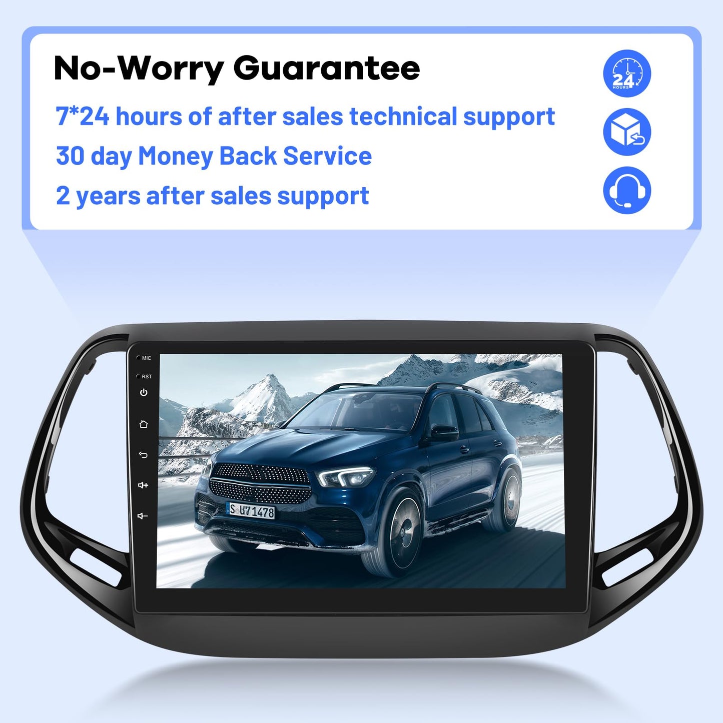 [2G+64G] Car Radio for Jeep Compass 2017-2020, 10 inch Touch Screen Android 13 Stereo, Carplay/Android Auto/EQ Audio/SWC/Bluetooth +AHD Backup Camera