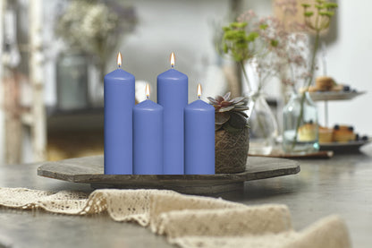 BOLSIUS 10 Blue Pillar Candles - 2.25 x 6 Inches - Premium European Quality - Individually Wrapped - 42 Hours Burn Time - Dripless Smokeless Unscented Dinner, Wedding, Party, & Restaurant Candles