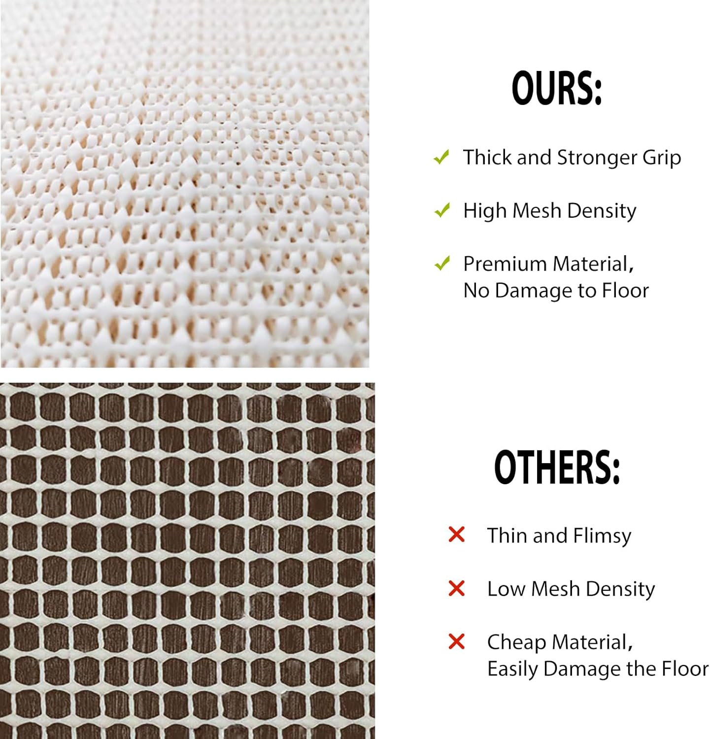 Skiennix Non-Slip Rug Pad Gripper - 3x5 Anti-Skid Mat for Hardwood Floors | Beige Color