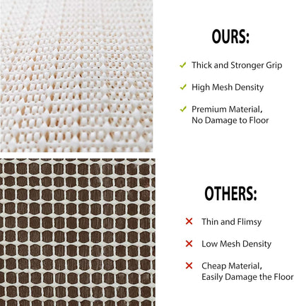 Skiennix Non-Slip Rug Pad Gripper - 3x5 Anti-Skid Mat for Hardwood Floors | Beige Color