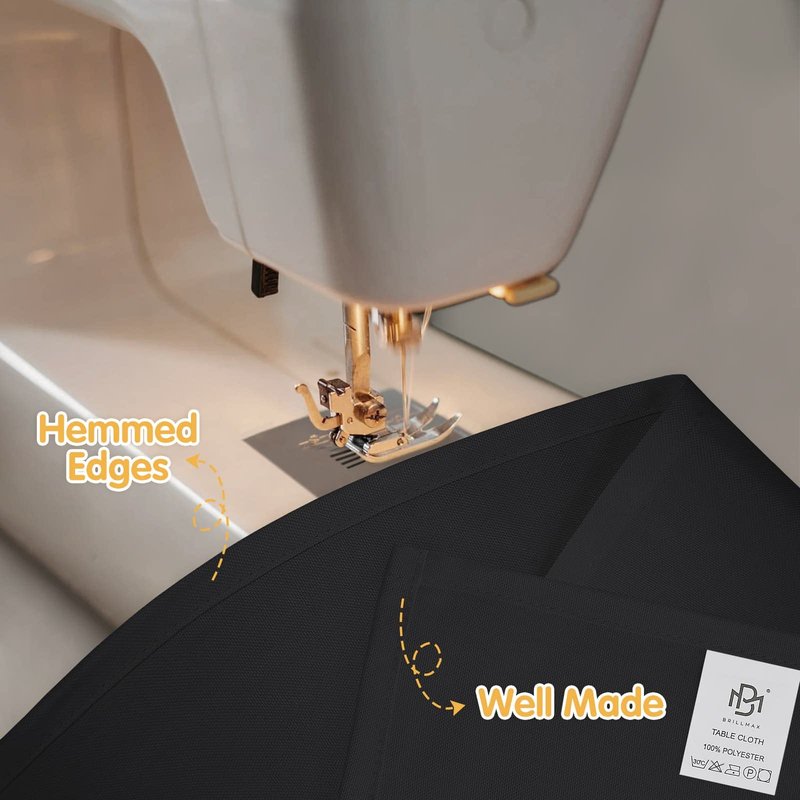 BRILLMAX 8 Pack Black Tablecloths 60 x 126 Inch for 8ft Rectangle Tables - 150 GSM Polyester Fabric, 15" Standard Drop, Water, Stain & Wrinkle Resistant Cloth Cover for Wedding Banquet Dining Buffet