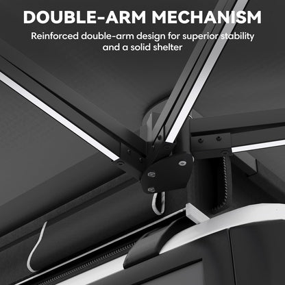EROMMY 270 Degree Car Side Awning with Built-in LED Light, Fan-Shaped Wide Coverage for SUV, Van, Camper and Truck, Waterproof Overland Camping Shelter