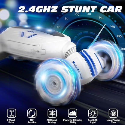 Remote Control Car Gesture Sensing RC Car Boys Toys for 6-8 Years Old Best Birthday Gifts for Kids 4WD 2.4Ghz 360° Rotating 2 Control Modes Control Transformer Toys Twist Cars