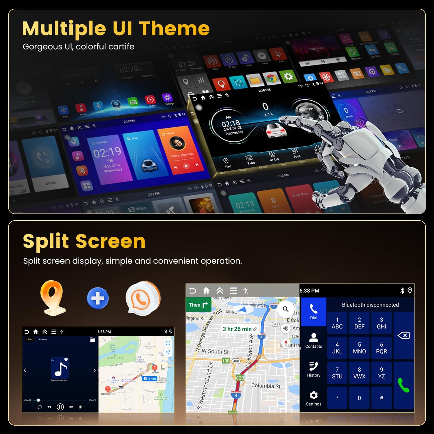 Fuluku 4+128G Android 15 Car Stereo for Jeep Compass Patriot 2007-2009 Wireless Carplay Android Auto, 10.1 Inch Incell Touch Screen Car Stereo with GPS, Backup Camera, Bluetooth, FM/RDS, EQ, WiFi, SWC