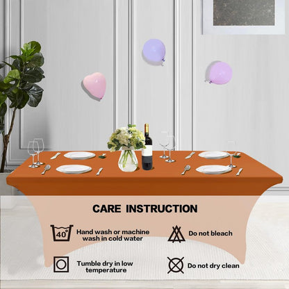IVAPUPU 2 Pack 4FT Table Cloth for Rectangular Fitted Events Stretch Caramel Table Covers Washable Table Cover Spandex Tablecloth Table Protector for Party, Cocktail, Banquet, Festival (A1A003JT4FT2)