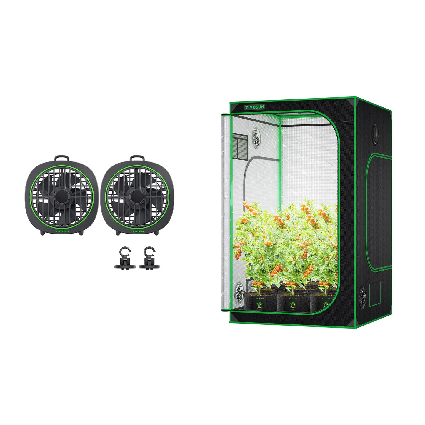VIVOSUN AeroWave D4 and S558 5x5 Grow Tent, 60"x60"x80" High Reflective Mylar with Observation Window and Floor Tray