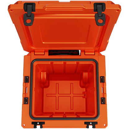 Cubix Outdoors QuadraX 46QT Wheeled Rotomolded Portable Hard Cooler for Camping, Fishing, Beach | Heavy Duty Insulated Ice Chest with Wheels and Handle | Cold Retention 5 Days (Ember Orange)