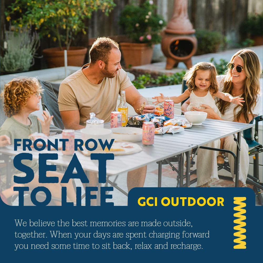 GCI OUTDOOR Slim-Fold Table | Portable Outdoor 4 Person Dining Table, Heat Resistant Aluminum Tabletop, Perfect for Barbecues, Camping, Picnics & Tailgating