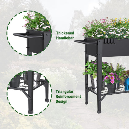 Highpro Raised Garden Bed with Wheels and Legs for Outdoor Use, Mobile Elevated Planter Cart for Vegetable Herbs Flowers Potted Plants, Black
