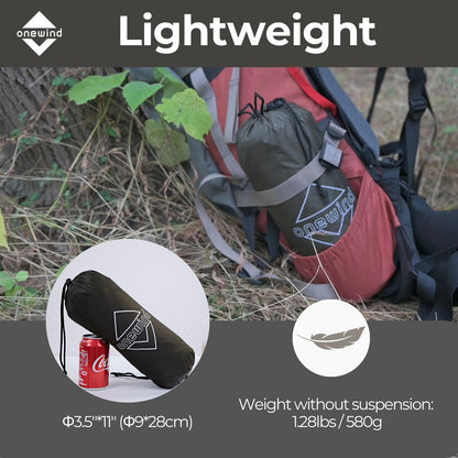 onewind 12×10 ft Hammock Tarp, Ultralight Versatile Camping Tarp Lightweight Waterproof Silnylon Hammock Rain Fly with Doors, Easy to Setup with Stuff Sack Tent Stakes, Dark Grey