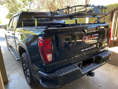 Truck Rack with Two Cross Bars and Four Brackets for Pickup Bed, Universal Aluminum Black Bar Length Adjustable from Min 49” to Max 64” Works with Tonneau Cover that Mounts on Top of Rails