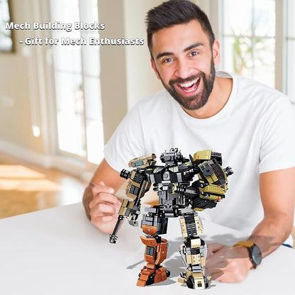 5 in 1 DIY Assembling Warrior Mech Model Building Blocks Set1881 Pieces Bricks Collectible Gun Military Weapon Toy Set Gift for Adults Teens 14+ or Firearm/Mech Fans